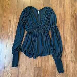 Free People Black Long Sleeve Top